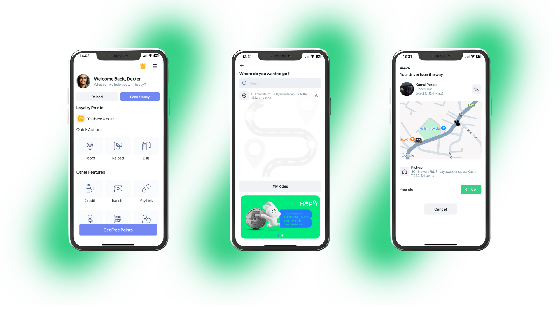 Taxi booking app interface